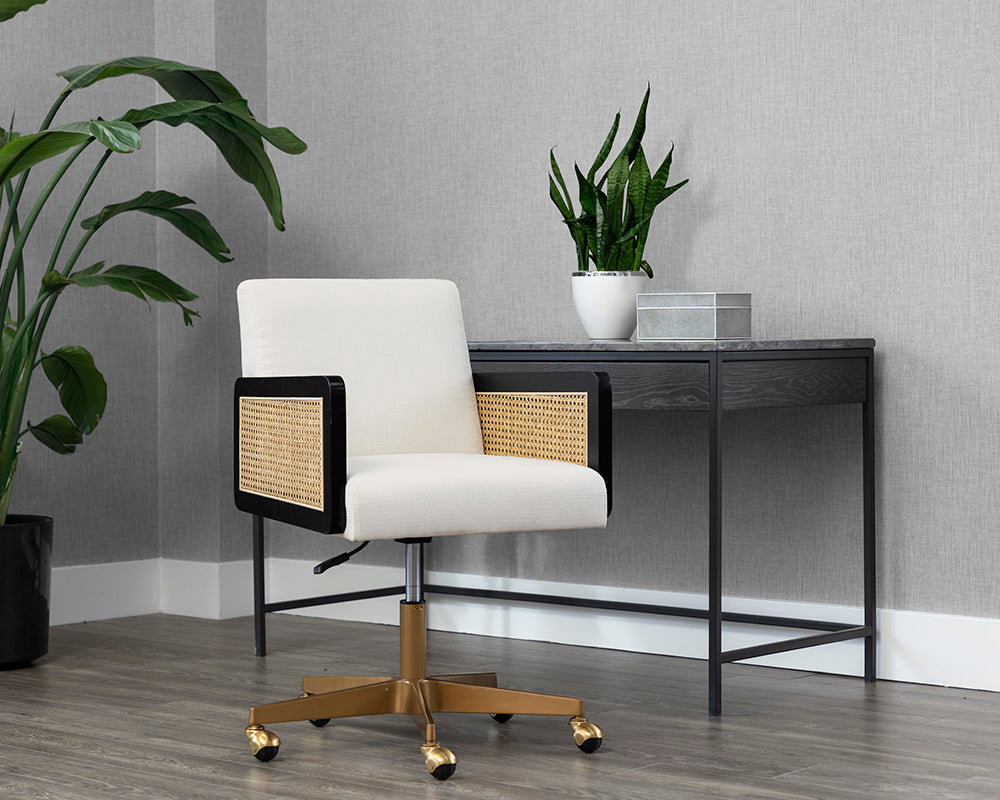 Sunpan Claudette Office Chair in Linoso Ivory