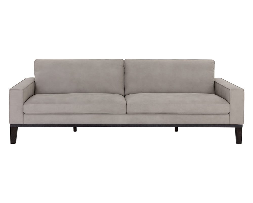 Sunpan Davilo Sofa in Light Grey Leather/Midnight Blue Leather