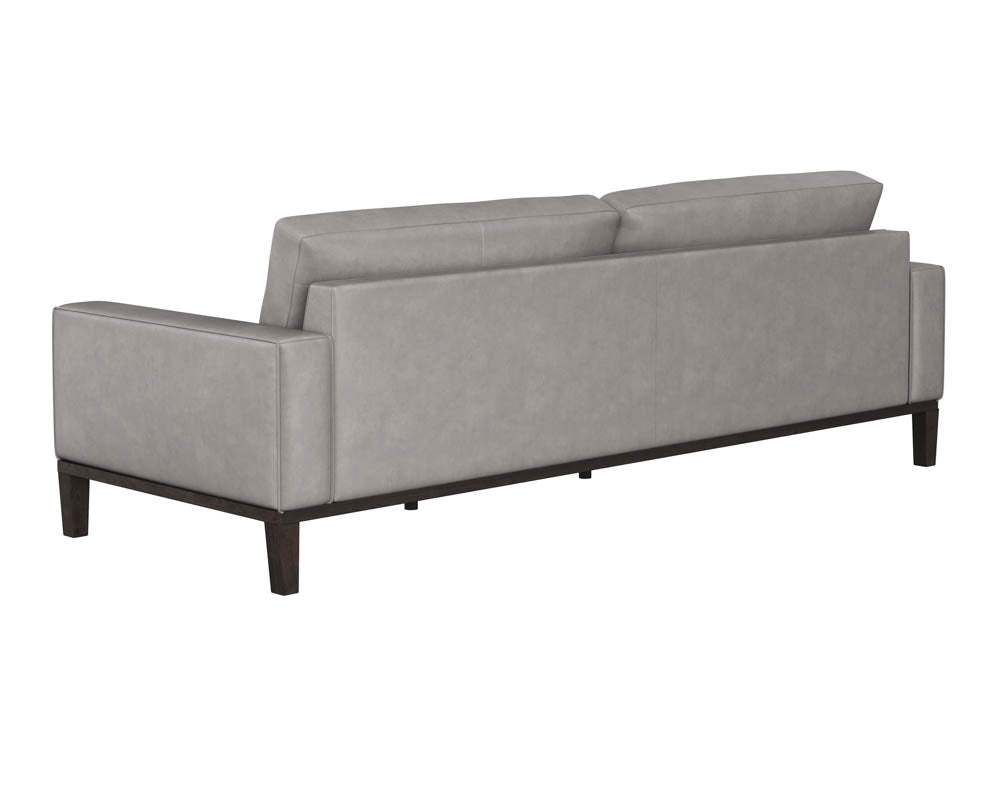 Sunpan Davilo Sofa in Light Grey Leather/Midnight Blue Leather