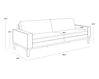 Sunpan Davilo Sofa in Light Grey Leather/Midnight Blue Leather