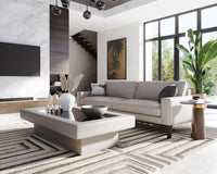 Sunpan Davilo Sofa in Light Grey Leather/Midnight Blue Leather