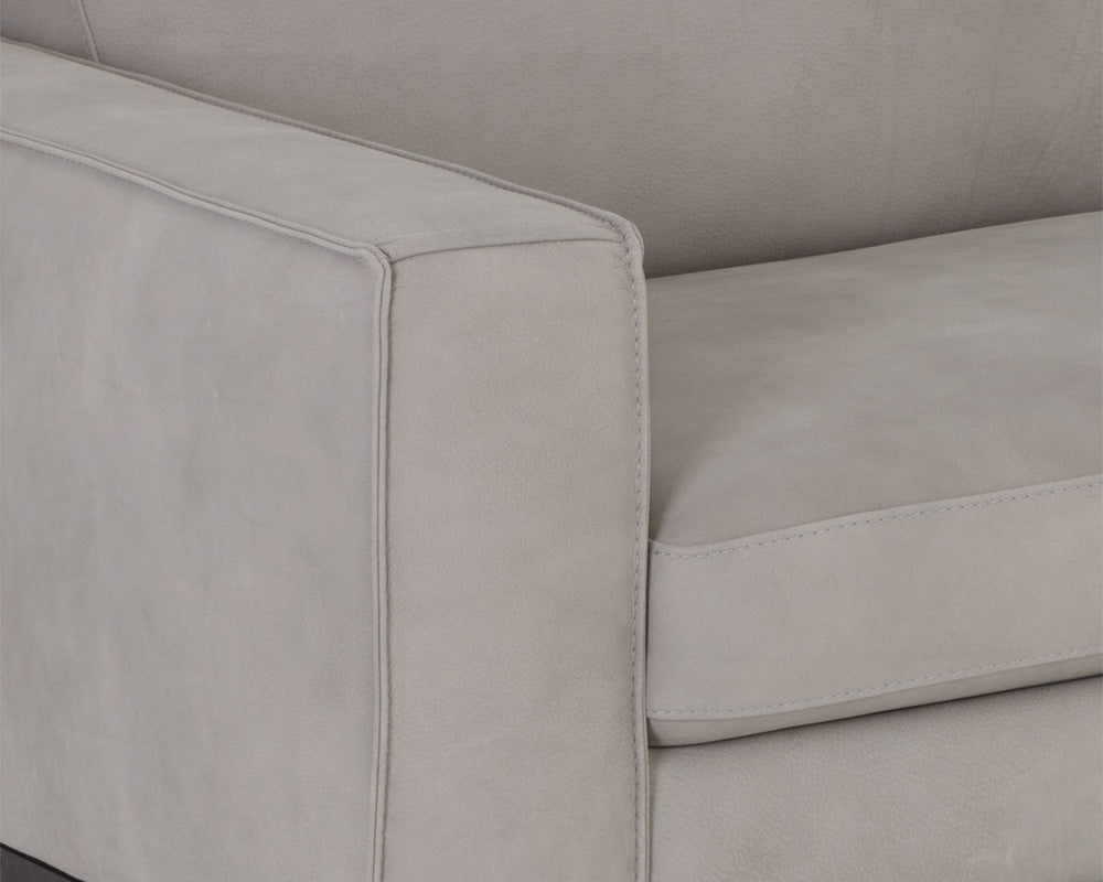 Sunpan Davilo Sofa in Light Grey Leather/Midnight Blue Leather