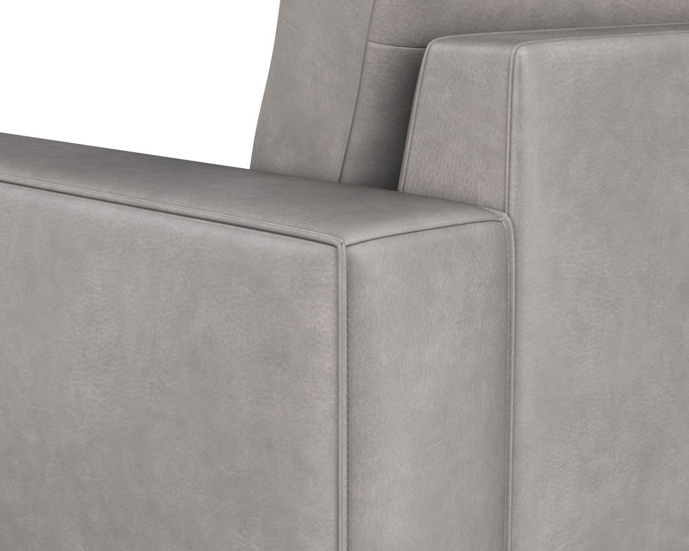 Sunpan Davilo Sofa in Light Grey Leather/Midnight Blue Leather