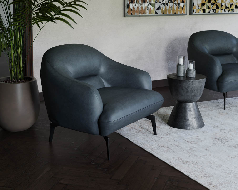Sunpan Armani Armchair in Cognac Leather/Midnight Blue Leather