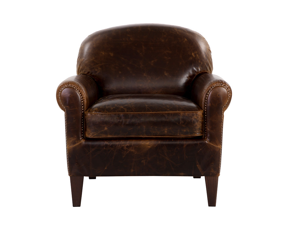 Sunpan Bastoni Lounge Chair in Chocolate Leather