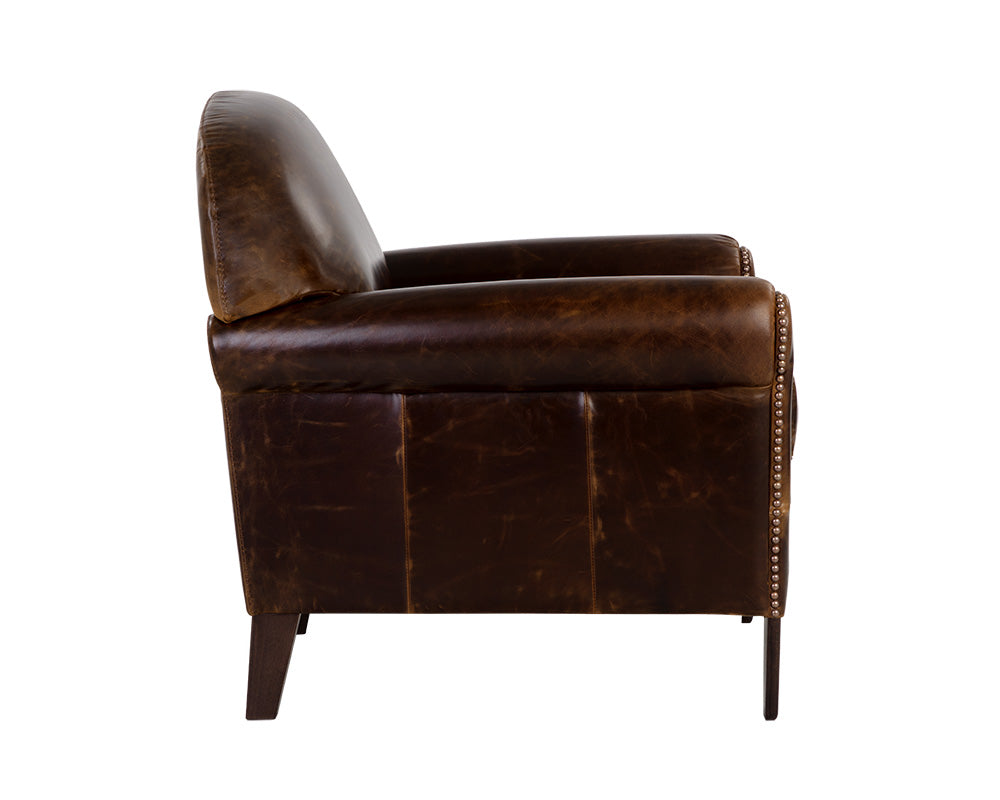 Sunpan Bastoni Lounge Chair in Chocolate Leather