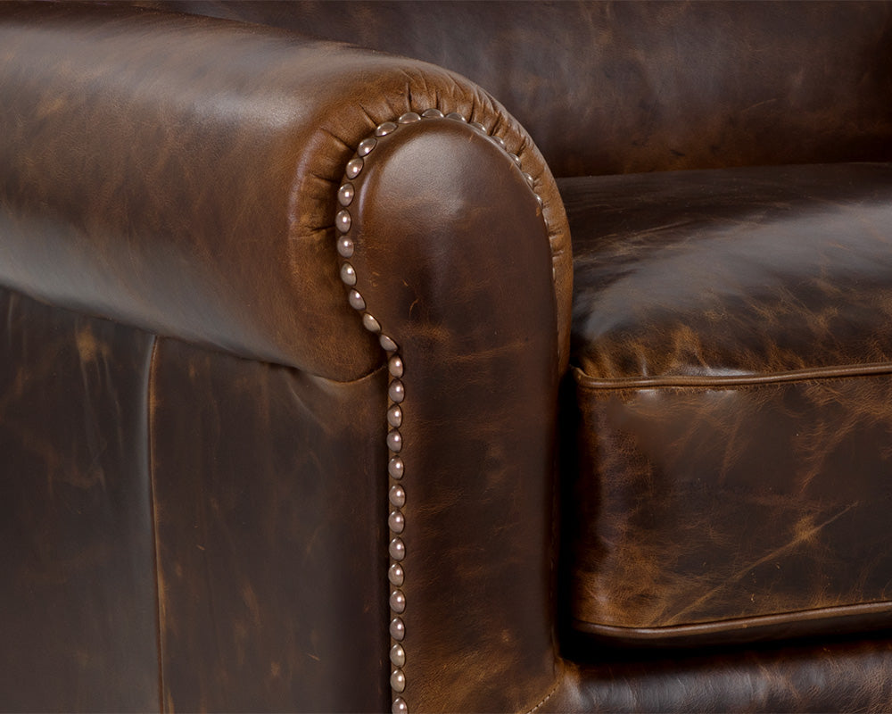 Sunpan Bastoni Lounge Chair in Chocolate Leather