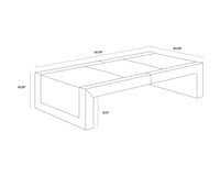 Sunpan Barella Coffee Table in Cognac Leather/Vintage Charcoal Leather