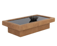 Sunpan Azelia Coffee Table in Camel Leather/Light Grey Leather