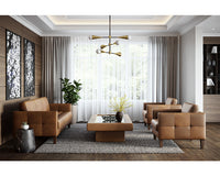 Sunpan Azelia Coffee Table in Camel Leather/Light Grey Leather