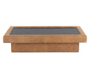Sunpan Azelia Coffee Table in Camel Leather/Light Grey Leather