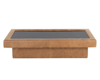 Sunpan Azelia Coffee Table in Camel Leather/Light Grey Leather