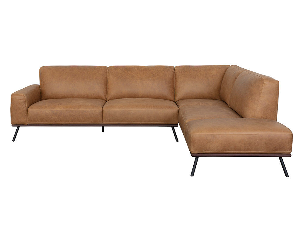 Sunpan Brandi Sofa Chaise in Camel Leather