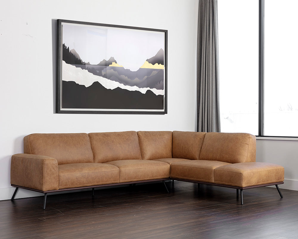 Sunpan Brandi Sofa Chaise in Camel Leather