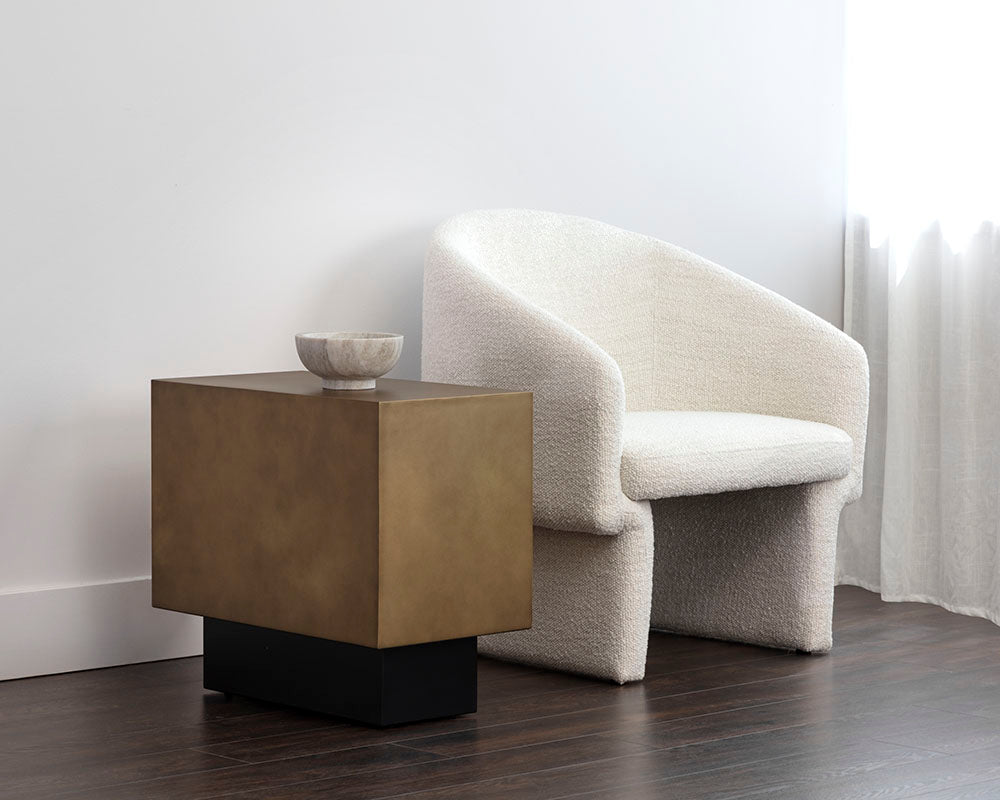 Sunpan Blakely End Table in Antique Brass / Gunmetal