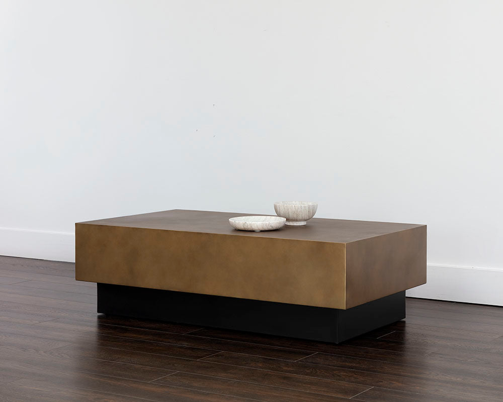 Sunpan Blakely Coffee Table in Antique Brass / Gunmetal