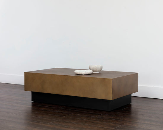 Sunpan Blakely Coffee Table in Antique Brass / Gunmetal
