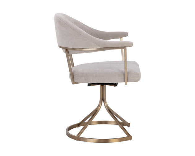 Sunpan Bexley Swivel Dining Chair - Danny Light Grey / Danny Teal