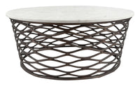 Zuo Modern Queen Coffee Table White and Antique Bronze