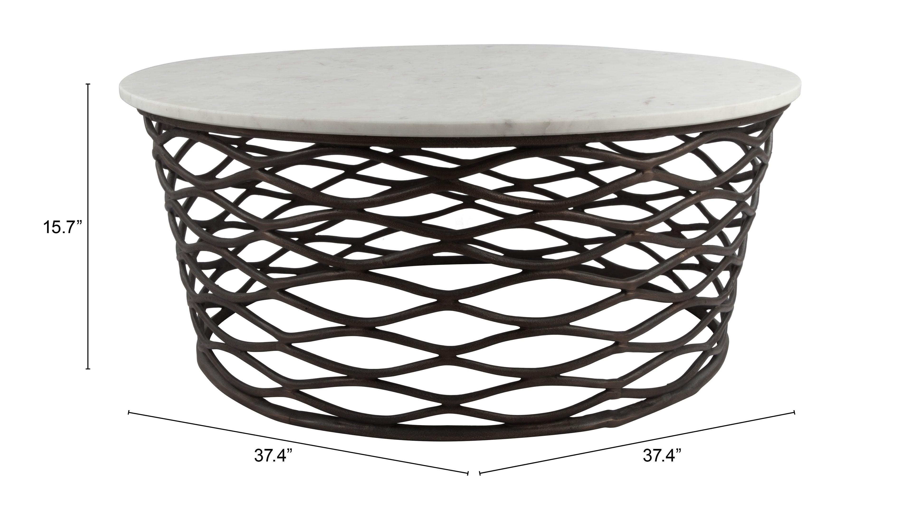 Zuo Modern Queen Coffee Table White and Antique Bronze