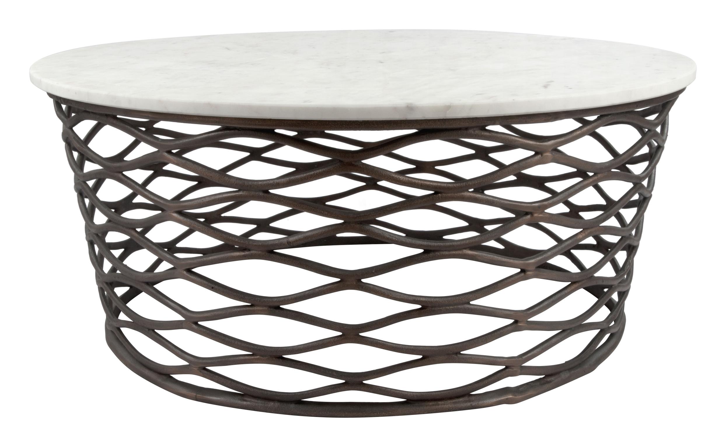 Zuo Modern Queen Coffee Table White and Antique Bronze