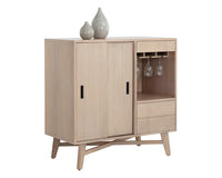 Sunpan Caven Bar Cabinet In Light Oak/Walnut