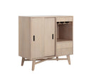 Sunpan Caven Bar Cabinet In Light Oak/Walnut