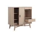 Sunpan Caven Bar Cabinet In Light Oak/Walnut