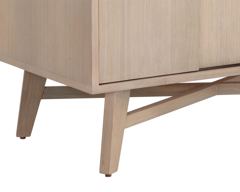 Sunpan Caven Bar Cabinet In Light Oak/Walnut