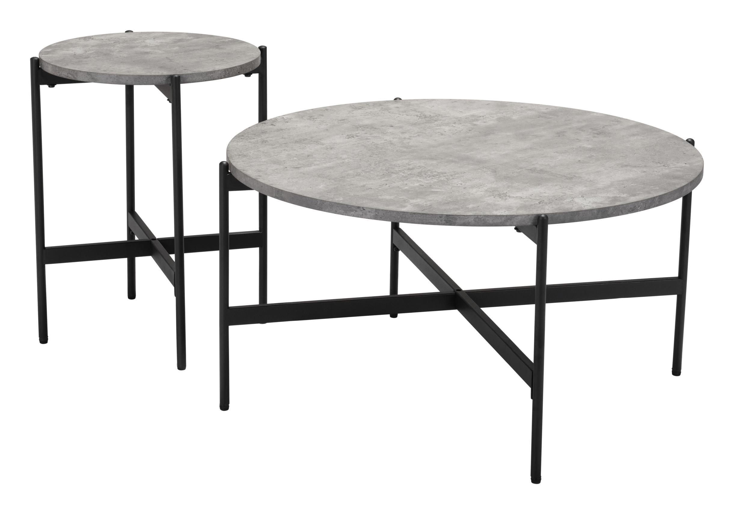 Zuo Modern Malo Coffee Table Set in Gray and Black - 2-Piece