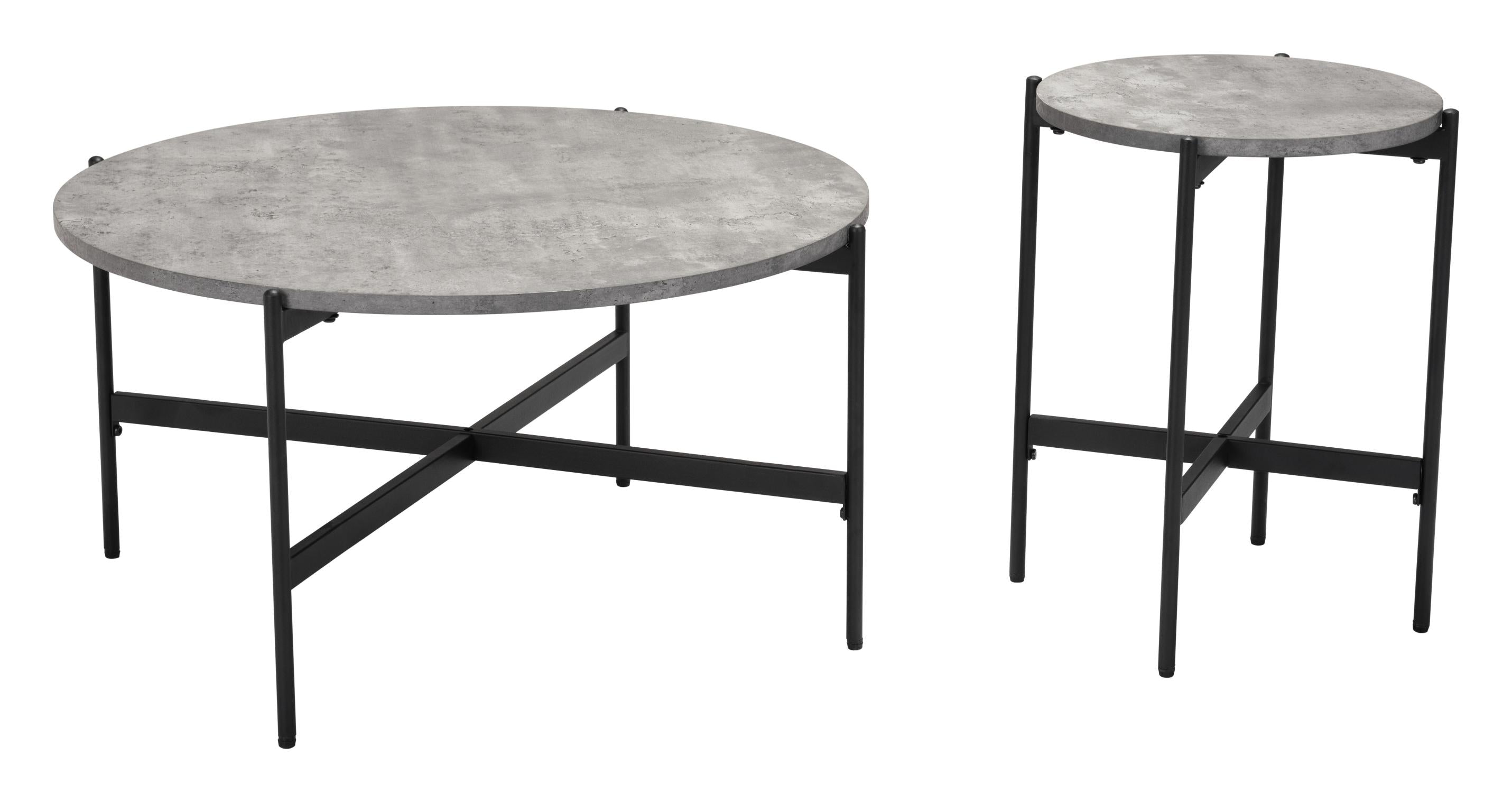 Zuo Modern Malo Coffee Table Set in Gray and Black - 2-Piece