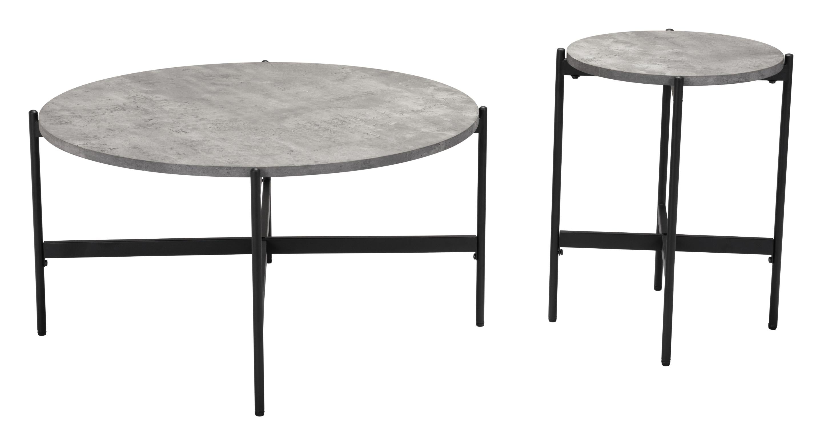 Zuo Modern Malo Coffee Table Set in Gray and Black - 2-Piece