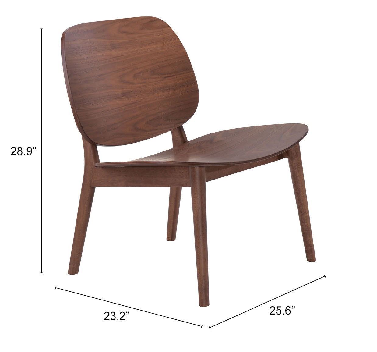 Zuo Modern Priest Lounge Chair Walnut
