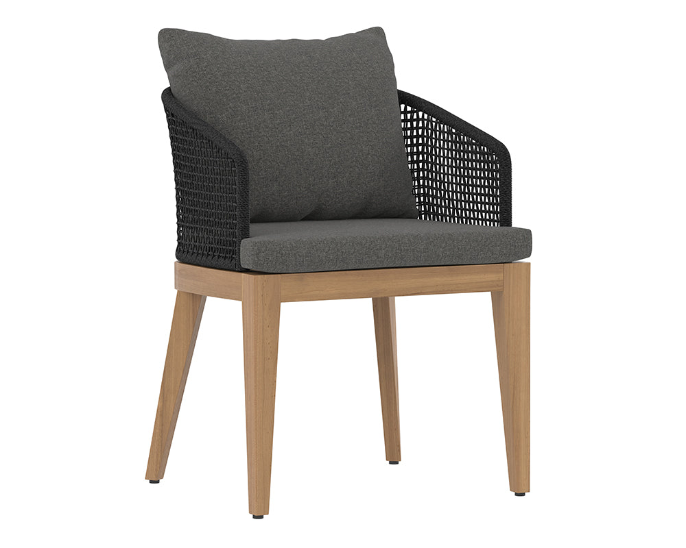 Sunpan Capri Dining Armchair in Natural / Smoke Grey / Drift Brown