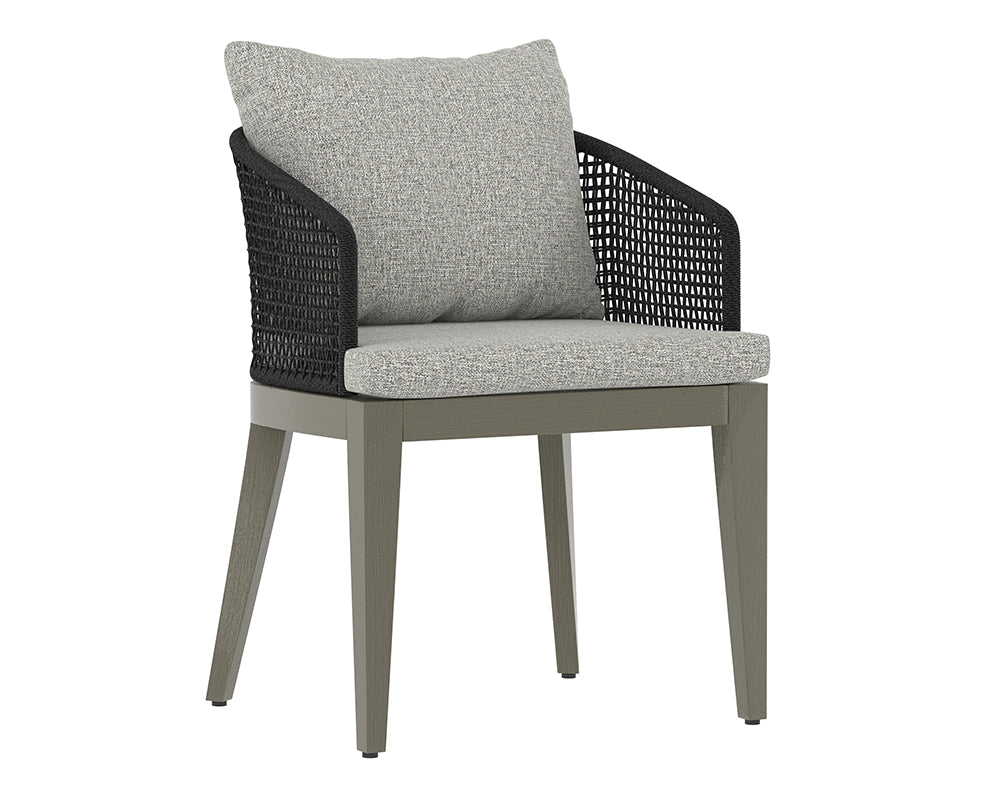 Sunpan Capri Dining Armchair in Natural / Smoke Grey / Drift Brown