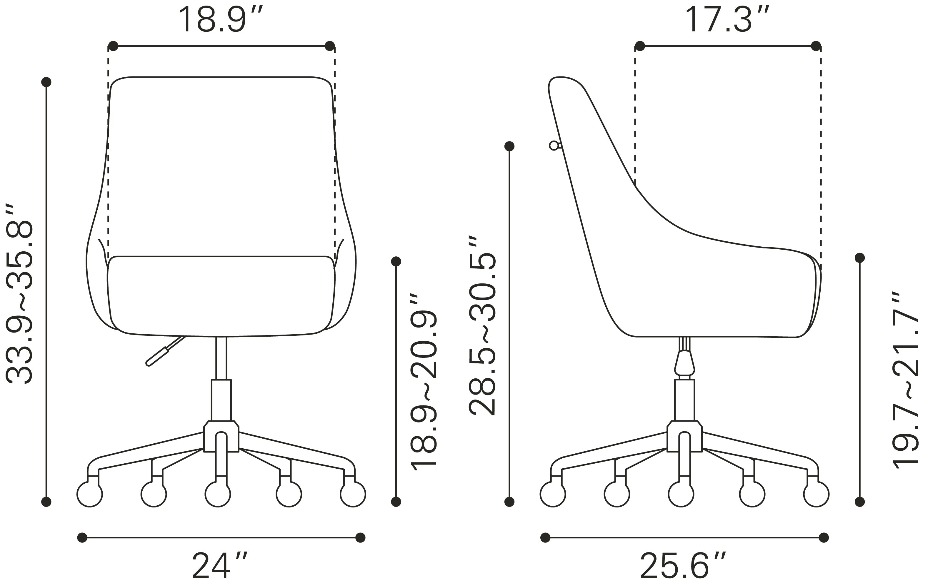 Zuo Modern Madelaine Office Chair in White and Gold