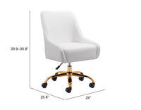 Zuo Modern Madelaine Office Chair in White and Gold