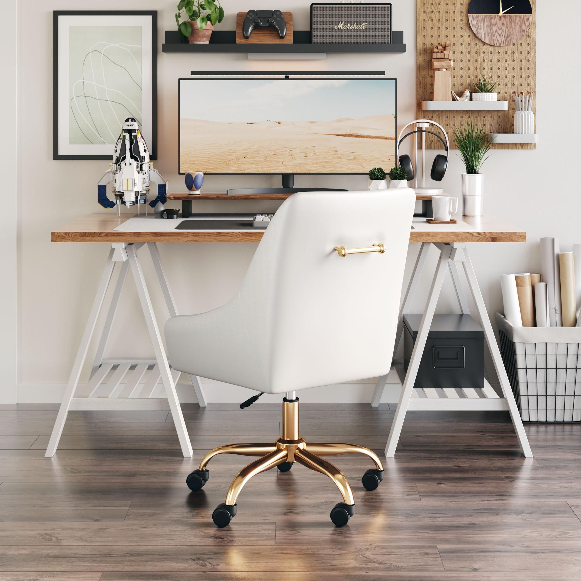 Zuo Modern Madelaine Office Chair in White and Gold