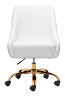 Zuo Modern Madelaine Office Chair in White and Gold