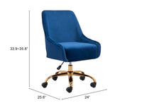 Zuo Modern Madelaine Office Chair Navy Blue and Gold
