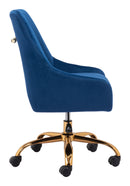 Zuo Modern Madelaine Office Chair Navy Blue and Gold