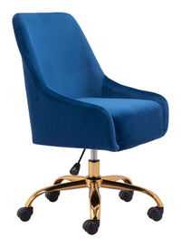 Zuo Modern Madelaine Office Chair Navy Blue and Gold