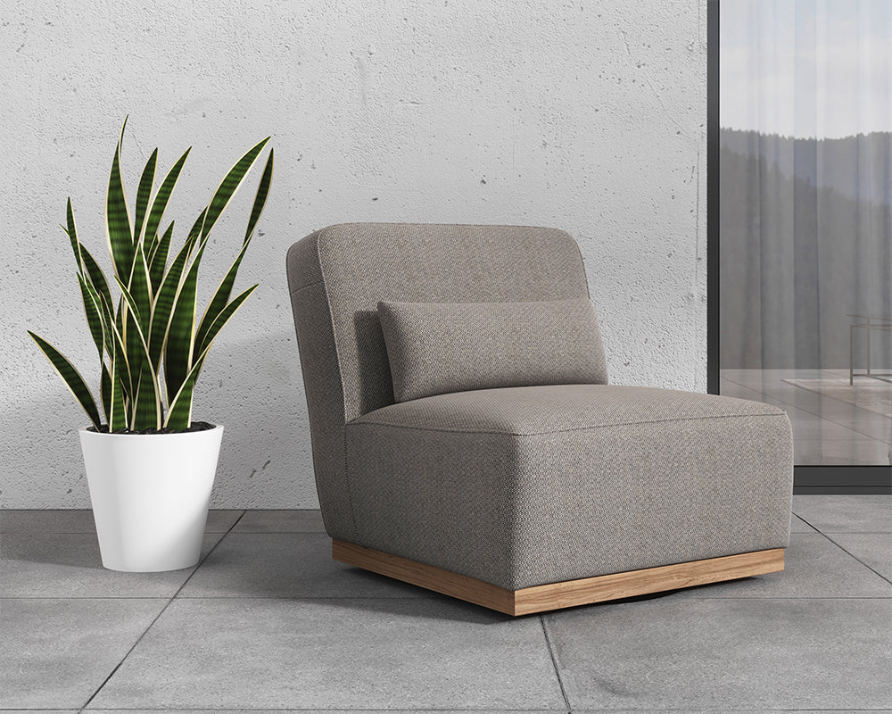 Sunpan Carbonia Swivel Lounge Chair In Fontelina Grey/Palazzo Taupe