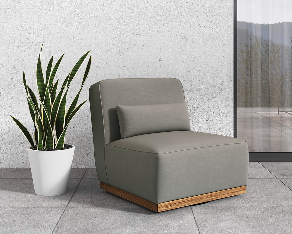 Sunpan Carbonia Swivel Lounge Chair In Fontelina Grey/Palazzo Taupe