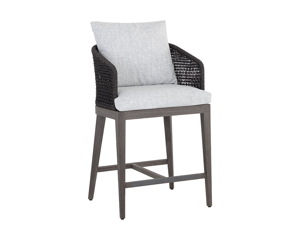 Sunpan Capri Counter Stool In Natural And Gracebay Grey/Smoke Grey And Copacabana Marble