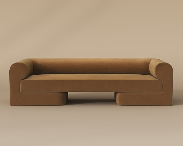 Sunpan Ionic Sofa in Meg Ash / Gold / Taupe