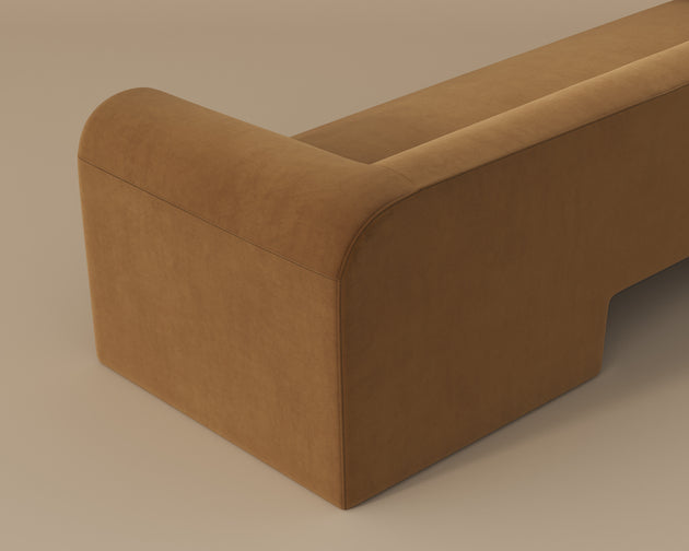Sunpan Ionic Sofa in Meg Ash / Gold / Taupe