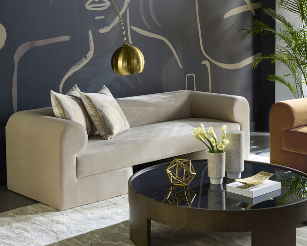 Sunpan Ionic Sofa in Meg Ash / Gold / Taupe