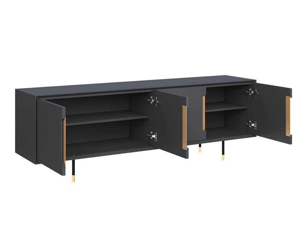 Sunpan Danbury Media Console And Cabinet In Slate Navy