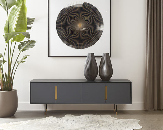 Sunpan Danbury Media Console And Cabinet In Slate Navy